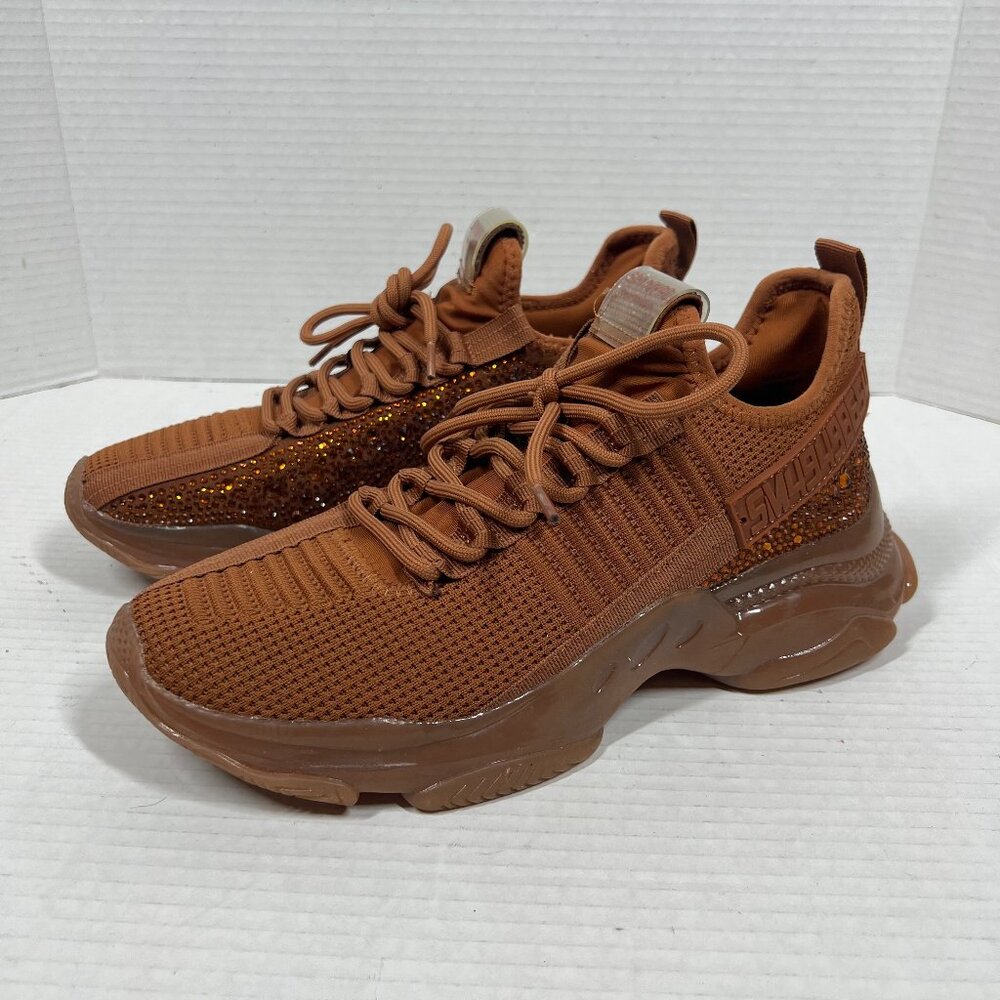 Steve Madden Women's Maxima Knit Rhinestone Fashion Sneaker Size 10M